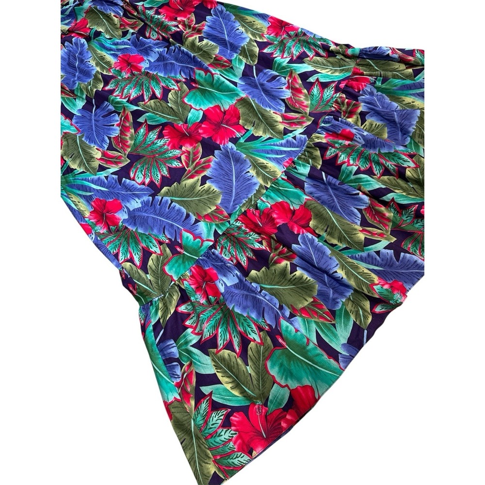 Hilo Hattie Hawaiian Muumuu Dress 2XL Cotton Tropical Floral Ruffle Vintage - Picture 3 of 9
